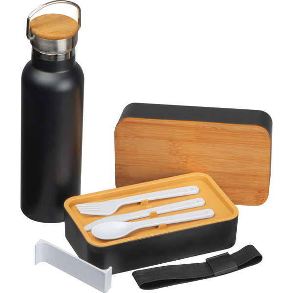 Lunch set vacuum flask & box STEPHAN - Black
