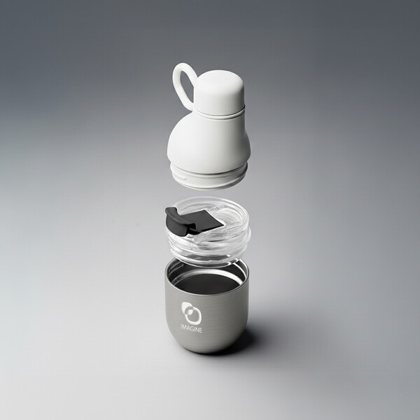 HOOKIPA S - BND877S - Bouteille et gobelet 2 en 1 (350 ml / 200 ml) Double paroi en acier inoxydable recyclé et ABS