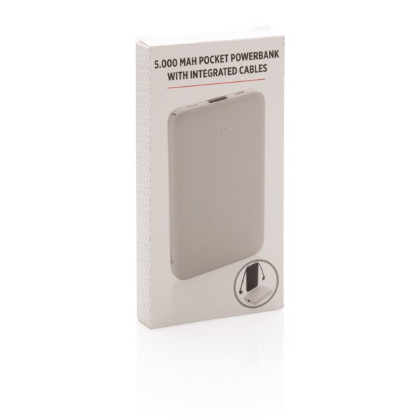 Xd Collection powerbank 3v1 kabli, 5000 mAh - Bela