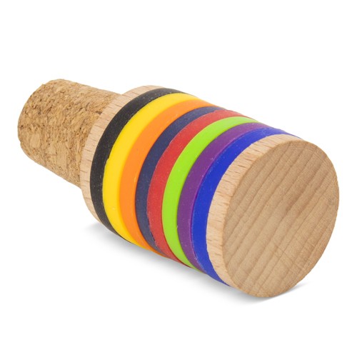 CORK AND WOOD STOPPER WITH 8 IDENTIFICATION RINGS FOR GLASSES “TRIANA”