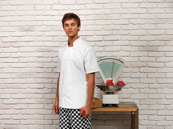 Chef's Short Sleeve Stud Jacket - White / 3XL