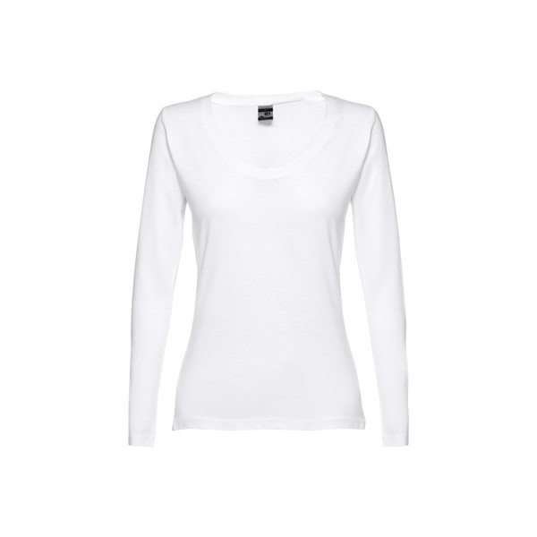 THC BUCHAREST WOMEN WH. Long-sleeved scoop neck fitted T-shirt for women. 100% carded cotton. White - White / L