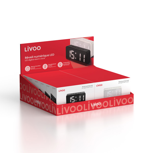 Présentoir de 12 réveils LED