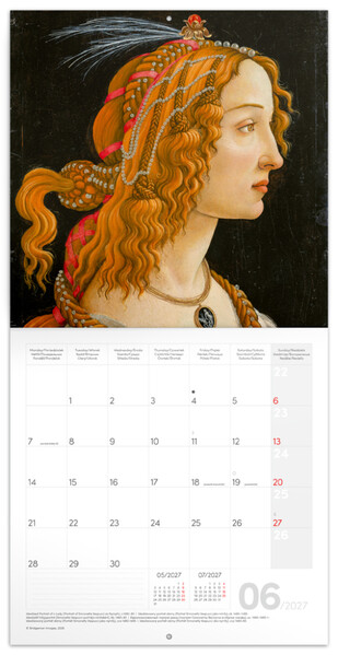 Notique Poznámkový Kalendář Sandro Botticelli 2027, 30 x 30 cm - Východní