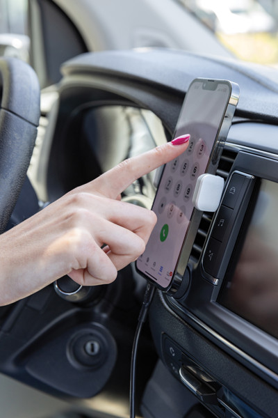 Acar car phone holder, recycled ABS, 360° rotation - White