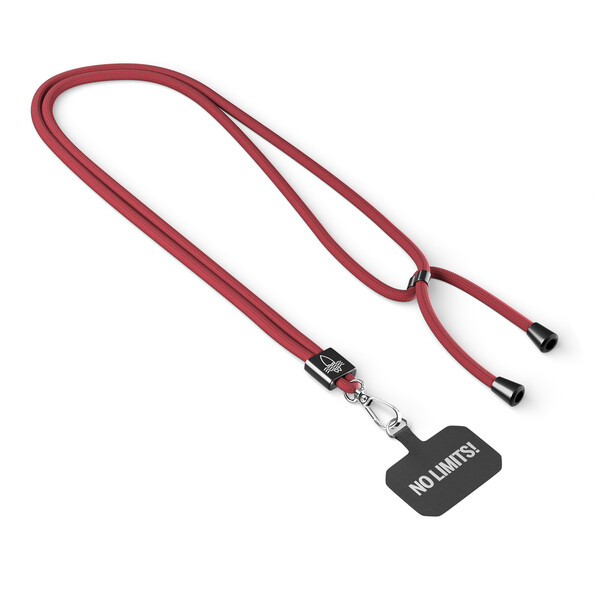 Crossbody, trendy 2-tone cord phone holder made of recycled polyester (rPET) - Medium Scarlet Red / Black accessories
