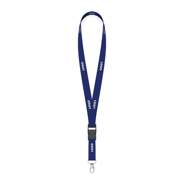 Lanière détachable en polyester avec sérigraphie assortie au pantone - Reflex Blue C / 15mm de largeur / Mousqueton en métal