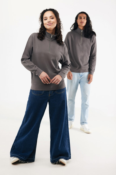 IQONIQ Elgon recycled cotton quarter zip sweater - Anthracite / XL