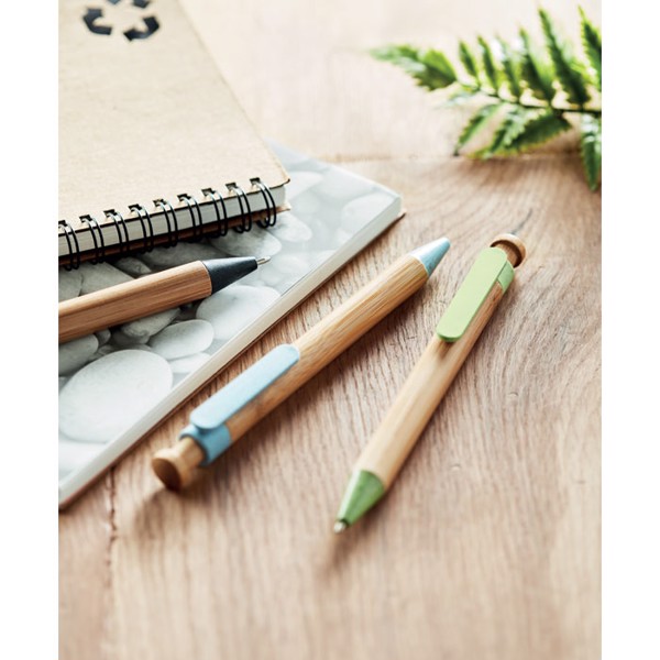 Bamboo/Wheat-Straw ABS ball pen Toyama - Black