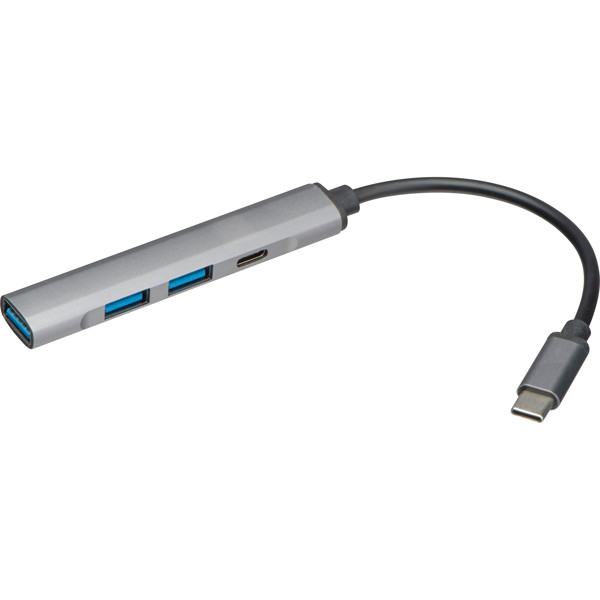 USB hub made from recycled aluminium HILDEGARDA - Silvergrey