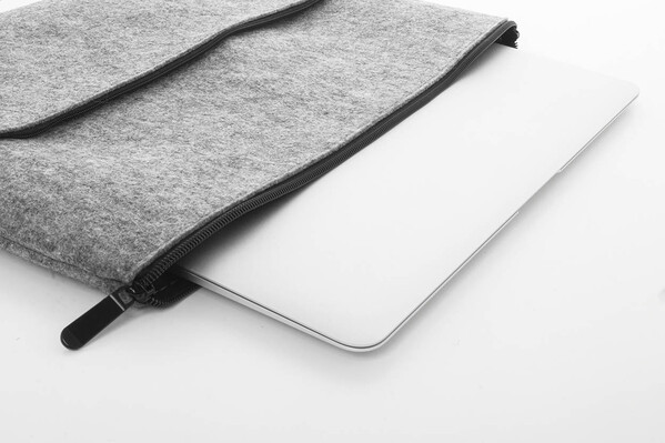 Sacoche ordinateur portable en feutrine RPET Refelt Comp - Gris