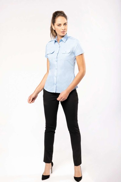 Ladies’ Short-Sleeved Pilot Shirt - White / S