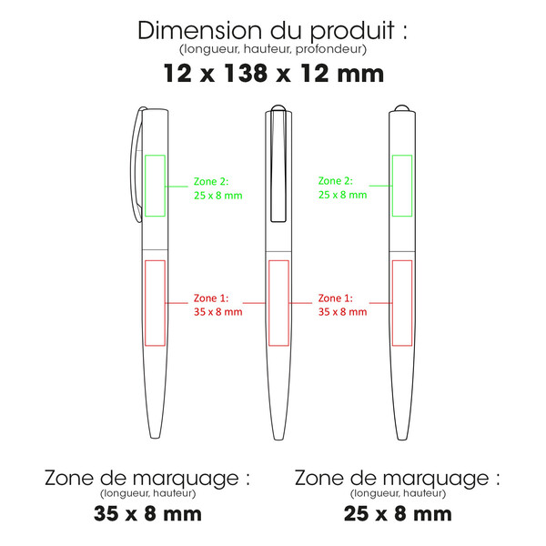 LYD - BND182 - Stylo à bille à torsion en acier inoxydable recyclé