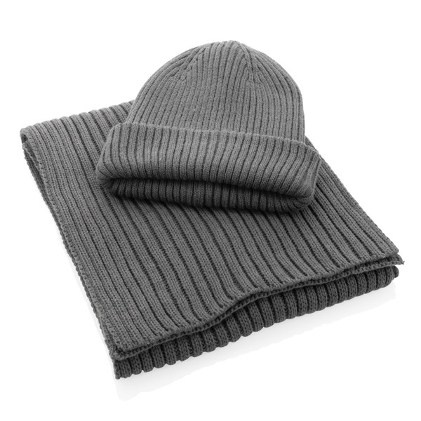 Dvojito pletená beanie čapica Impact z Polylana® AWARE™ - Antracitová