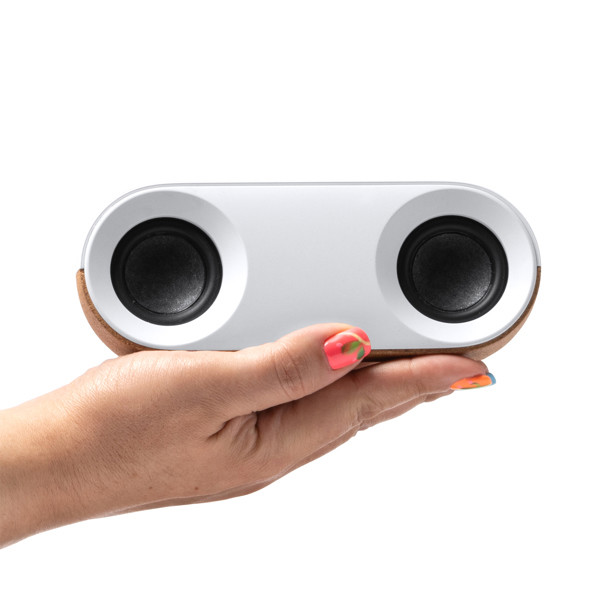 Altavoz inalámbrico personalizado de ABS reciclado y corcho 10W con micrófono manos libres