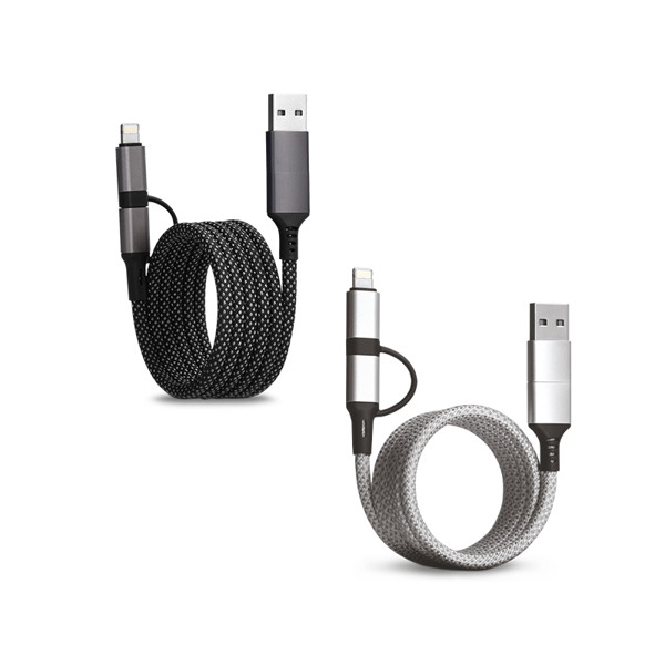 CABLE DE CHARGE 6 EN 1 A ENROULEMENT MAGNETIQUE - Argent