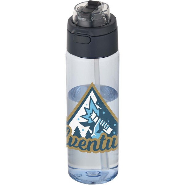 Theron 700 ml RCS recycled plastic water bottle with dual function lid and flip straw - Hale Blue