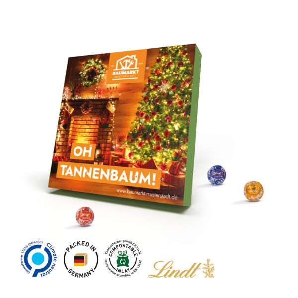 Mini Kugel Adventskalender, Weiß / Vollkartonhülle, Weiß; Inlay: 100 % Papier