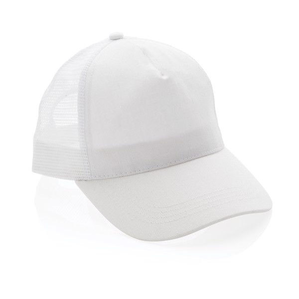 Impact AWARE™ 190gr Brushed rCotton 5 Panel Trucker-Cap - Weiß