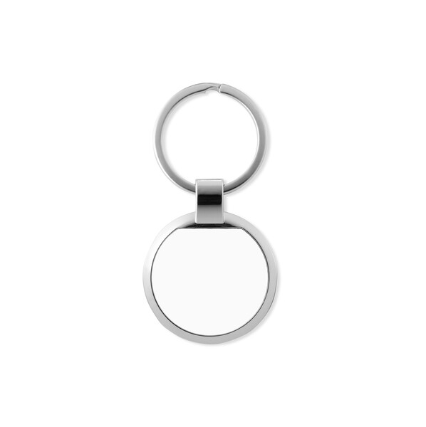 Round recycled zinc alloy, doming keychain - Flat ring / Tissue paper wrapping