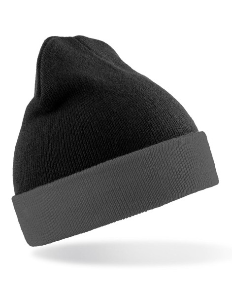 Recycled Black Compass Beanie - Black / Grey / ONE SIZE