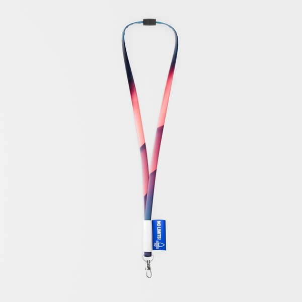 Polyester sublimation tubular lanyard with a full colour label - 10mm diameter / Metal carabiner / Safety breakaway