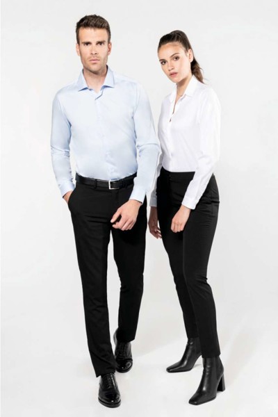 Ladies' Long-Sleeved Twill Shirt - White / 2XL