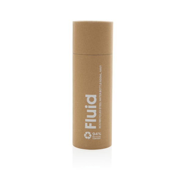 Bouteille d'eau 600ml en acier recyclé certifiée RCS Fluid - Bleu Marine