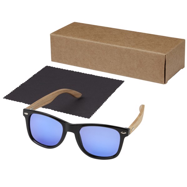 Lunettes de soleil polarisées miroir Hiru en rPET/bois dans coffret cadeau