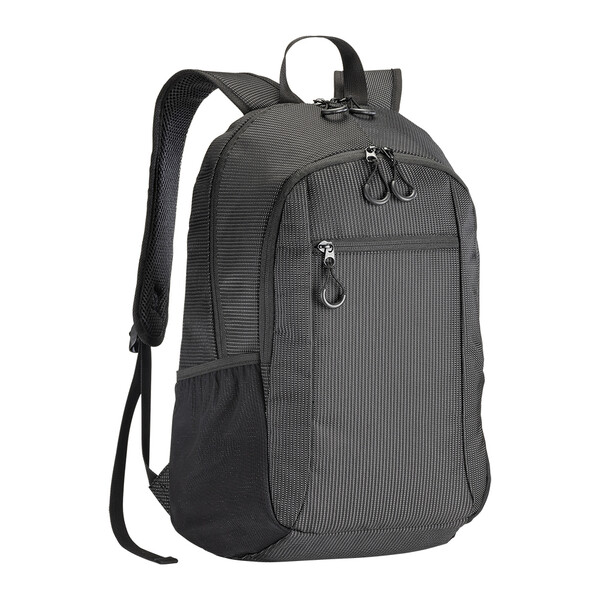 Computerrucksack Aus Dobby-Nylon Mit Drei Taschen - Schwarz