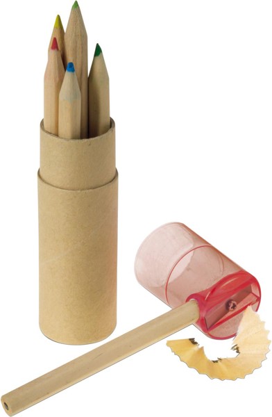 Kleurpotloden set Libbie | Gerecycled karton | 6 stuks - geel