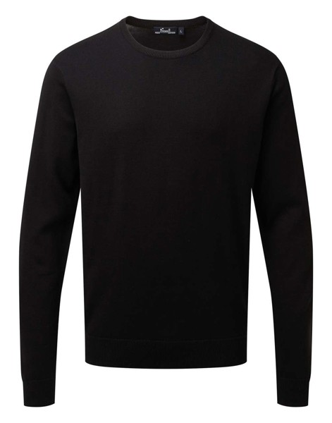 Men's Crew Neck Cotton Rich Knitted Sweater - Black / 4XL
