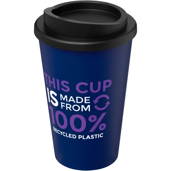 Gobelet isolant recyclé Americano® 350ml - Bleu / Noir