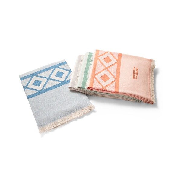 MALEK. Multifunctional bath towel (350g/m²) made of light and resistant cotton (85%) and recycled cotton (15%) - Orange