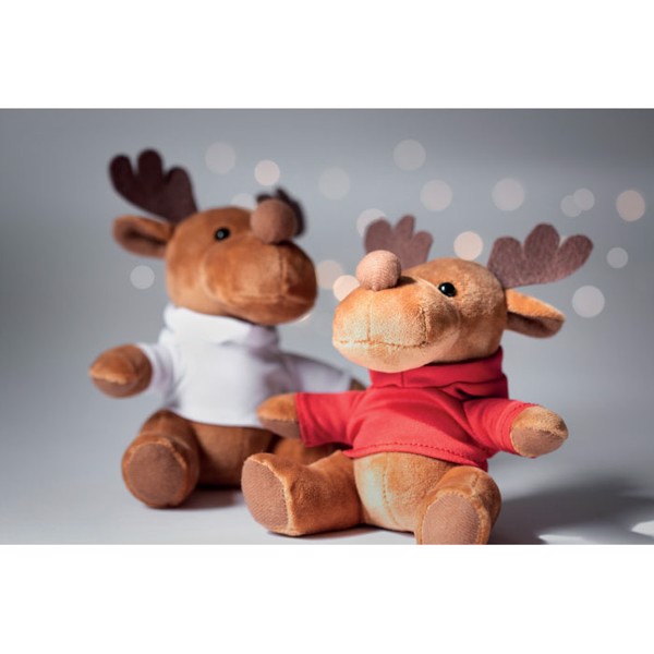 Plüsch-Rentier mit Hoody Rudolph - Weiß