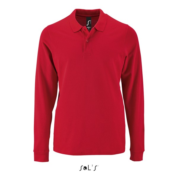 Sol's Perfect Lsl Men - Μακρυμάνικο πουκάμισο πόλο Piqué - Red / 2XL