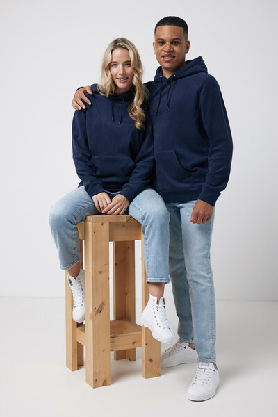 Polaire à capuche en polyester recyclé IQONIQ Trivor - Bleu Marine / L
