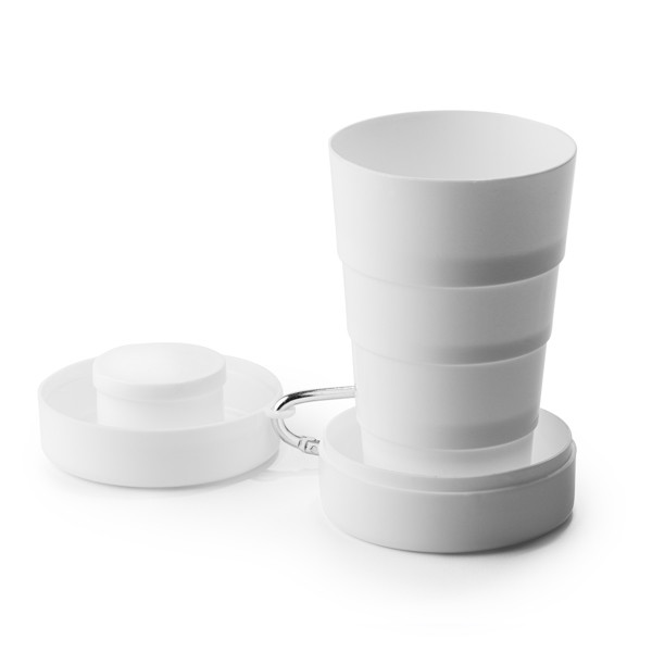 Vaso plegable personalizado con tapa y mosquetón 220 ml