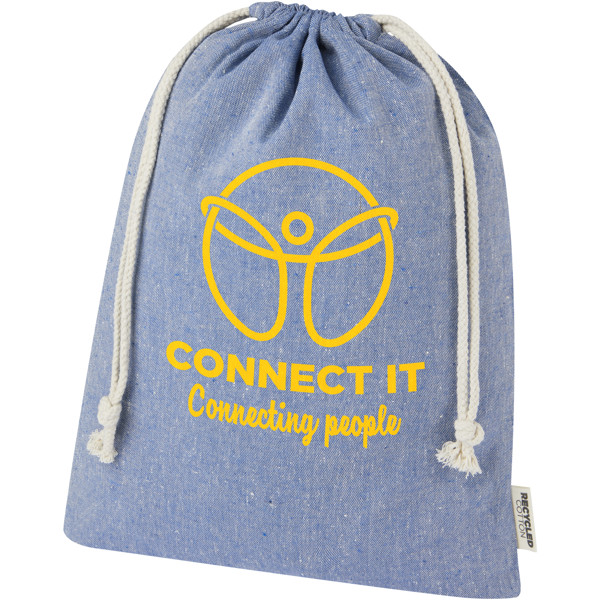 Pheebs 150 g/m² GRS recycled cotton gift bag large 4L - Heather Blue