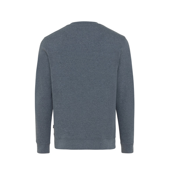 Pull à col rond en coton recyclé non teinté Iqoniq Denali - Heather Navy / XXL