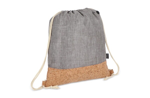 Sac à cordon R-PET & liège 35 x 40cm - Gris