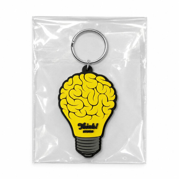 Custom shape PVC key ring with your logo on one side - 40mm / Standard ring / Individual polybag
