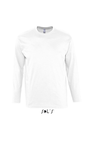 Sol's Monarch - Men's Round Collar Long Sleeve T-Shirt - White / 4XL