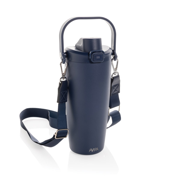 Mug en acier RCS avec bandoulière Avira Ayala - Bleu Marine