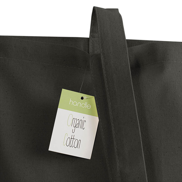 140 G/M2 Organic Cotton Shopping Bag, Long Handles - Black