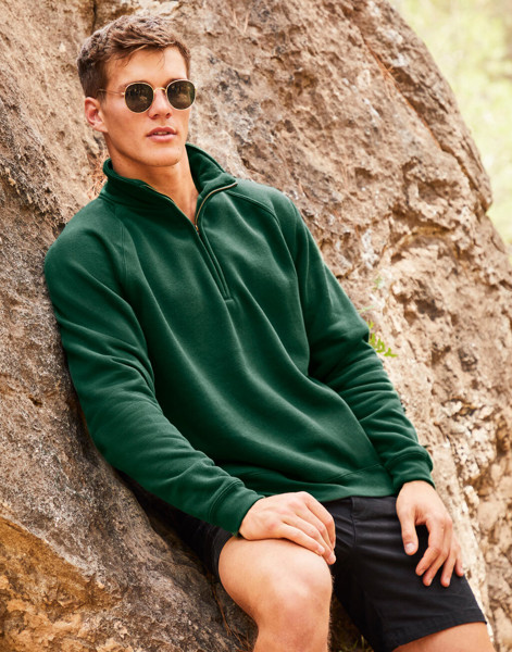 Premium Zip Neck Sweat - White / L