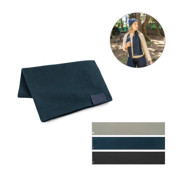 SERENITY. Scarf in recycled polyester (100% rPET) with a stitched detail for personalisation - Black