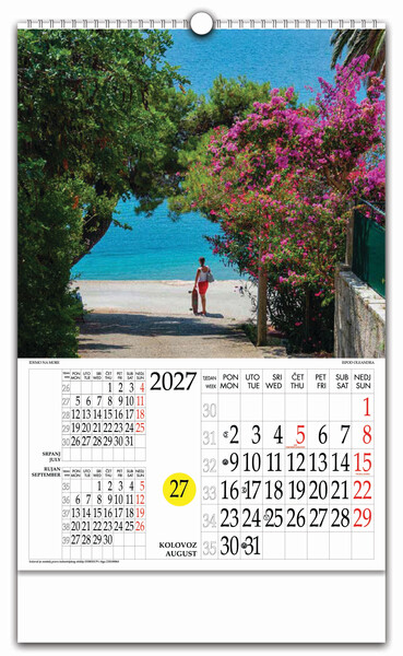 Zidni kalendar s rotacijskim krugom – Idemo na more
