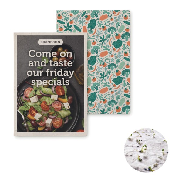 A6 plantable seed paper in your design. 8 different seed options available! - Carrots