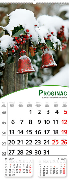Uski zidni kalendar – Pogled s cvijećem